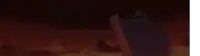 a cartoon illustration of a ship in the middle of a burning city .