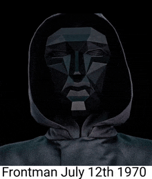 a picture of a man wearing a black mask with the date july 12th 1970 at the bottom