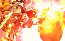 a robot is being destroyed by a huge fireball