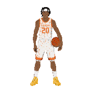a drawing of a texas basketball player holding a ball