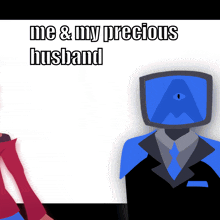 a cartoon character says me & my precious husband next to a computer monitor