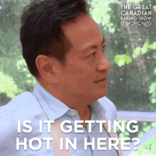 Is It Getting Hot In Here Vincent GIF - Is It Getting Hot In Here Vincent The Great Canadian Baking Show GIFs