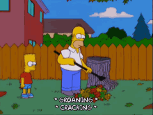 Homer Doesn'T Like Raking Leaves GIF - Groaning Cracking Homer Simpsons GIFs