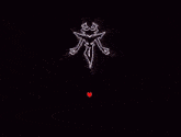 a purple background with stars and a red heart