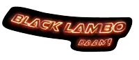 a neon sign that says black lambo daam on a white background
