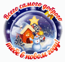 a snow globe with a snowman and a christmas tree inside