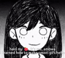 a black and white drawing of a girl with the words halo my it 's me