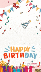 a happy birthday greeting card with a stuffed animal