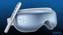 an advertisement for renpho smart health simplified shows a blue eye mask