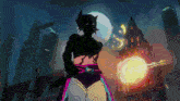 a silhouette of a person standing in front of a city