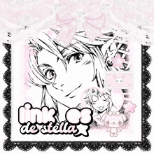 a black and white drawing with the words ink es de stella