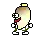 a pixel art drawing of a cartoon character with a red scarf around his neck and a hat .