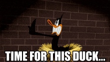 a cartoon duck with its tongue sticking out and the words to go amuck below it