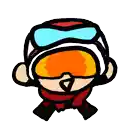 a cartoon of a person wearing goggles and a scarf