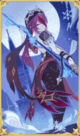a drawing of a woman with red hair holding a sword