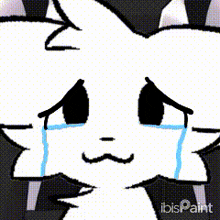 a cartoon cat is crying with tears coming out of its eyes