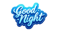 a blue and white logo that says good night