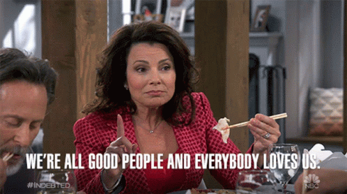 We are all good people and everyone loves us Fran Drescher GIF - We are all good people and everyone loves us Fran Drescher Debbie GIFs