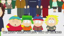we must take a strict vow of silence eric cartman south park dont tell anyone our little secret