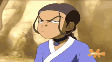 a cartoon character from nickelodeon shows an angry expression