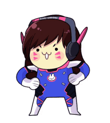 a cartoon drawing of a girl wearing headphones and a bunny on her chest