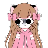 a drawing of a girl with a pink bow on her hair