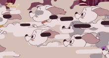 a bunch of dalmatian dogs are running in a disney cartoon