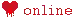 a red pixelated heart is next to the word online .