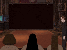 a man in a suit and tie is giving a presentation in front of a group of people