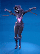 a video game character with a square on her head with the letter b on it