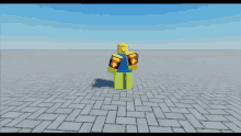 a roblox character is standing on a brick floor with the words dangerouse toad written below him
