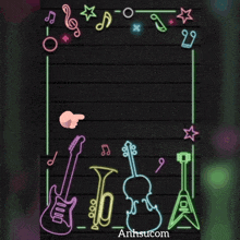 a poster that says instrumental voice with neon signs around it