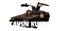 a picture of two people in a car with the words cansin kusen below them