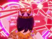 a girl with a crown on her head stands in front of a heart