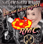 a girl in a hijab is standing in front of a skull and says salam satu nyali