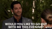 Would You Like To Go Out With Me This Evening Tom Ellis GIF - Would You Like To Go Out With Me This Evening Tom Ellis Lucifer Morningstar GIFs