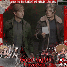 a picture of two men with the words good night i love you on it