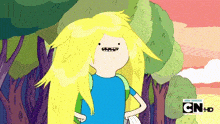 a cartoon character with long blonde hair and a cn hd logo on the bottom right