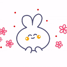 drawing rabbit sketch heart dancing