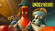a poster for spongebob squarepants shows squidward and mrs. krabs in underwear