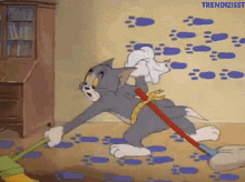 Cleaning Chores GIF - Cleaning Chores Tom And Jerry GIFs