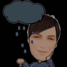 a cartoon drawing of a man with a thought bubble above his head