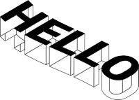a black and white drawing of the words hello