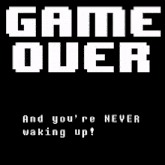 a black background with white letters that say game