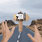 a wooden sign that says steel wool studios