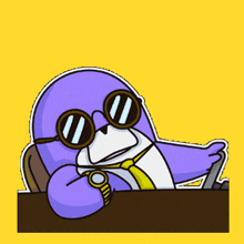 a cartoon of a penguin wearing sunglasses and tie