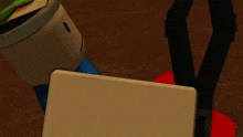 a cartoon character with a hamburger on his head is laying on the ground next to a red shirt that says op