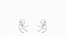 a couple of stick figures sitting next to each other on a white background .