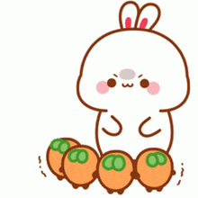 a cartoon of a rabbit with chinese writing behind it