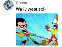 a cartoon of robin and wally west fighting each other